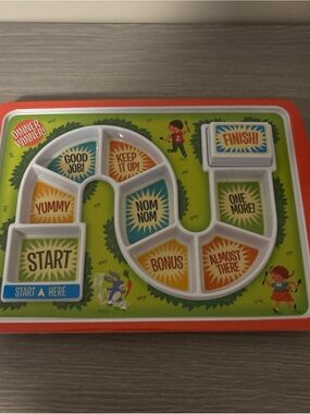 Fred Kids Divided Game Plate in Green, Orange, Yellow